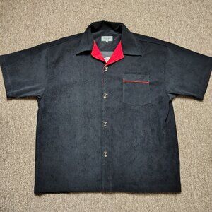 VINTAGE SPANISH HARLEM Shirt Men 3XL Black Swinger Cigar Embroidered Retro
